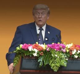 President Trump speaking during his visit to China in May