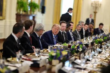 President Trump speaks at the White House luncheon with the heads of AI companies