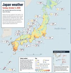 Japan weather map, Sunday, October 4, 2026
