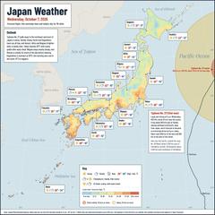 Japan weather map, Wednesday, October 7, 2026