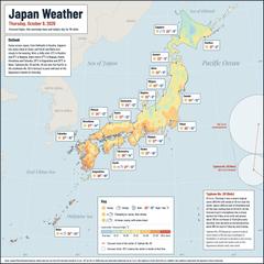 Japan weather map, Thursday, October 8, 2026