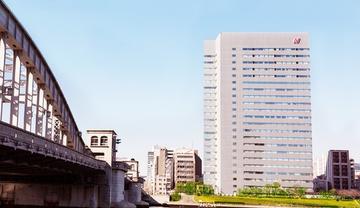 The head office of the Nichirei group beside the Kachidoki Bridge in Tokyo