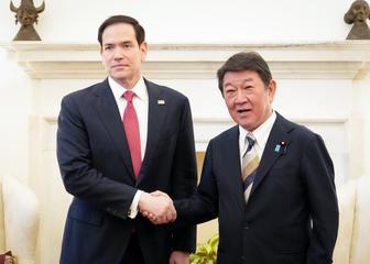 Foreign Minister Toshimitsu Motegi, right, and Secretary of State Marco Rubio