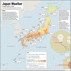 Japan weather map, Sunday, October 11, 2026