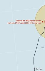 Typhoon No. 29 (Koguma) at the edge of today's weather map